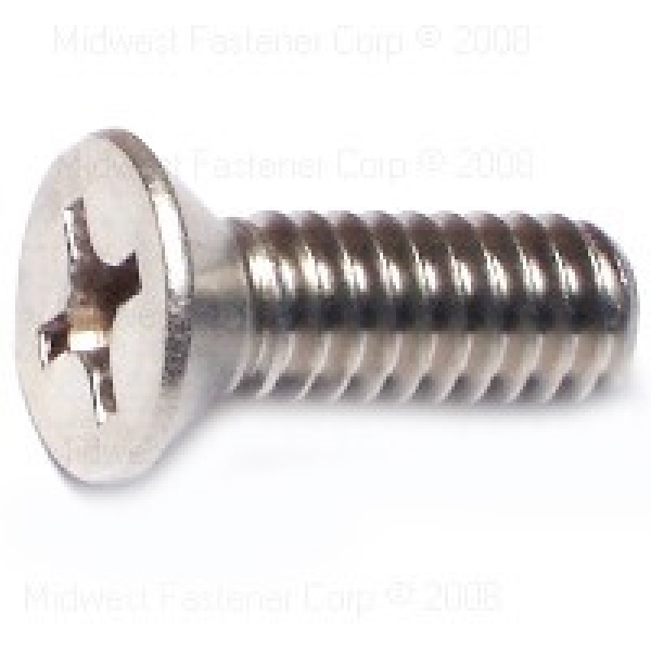 23835 Machine Screw, 1/4-20 Thread, 3/4 in L, Flat Head, Phillips Drive, Stainless Steel, 5 PK