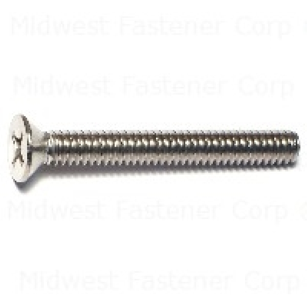 23839 Machine Screw, 1/4-20 Thread, 2 in L, Flat Head, Phillips Drive, Stainless Steel, 5 PK