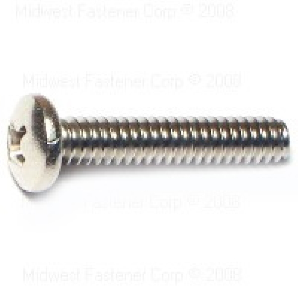 23857 Machine Screw, #10-24 Thread, 1 in L, Pan Head, Phillips Drive, Stainless Steel, 5 PK