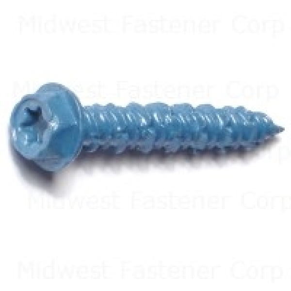 51206 Screw, 3/16 in Thread, 1-1/4 in L, Hex, Star Drive, Steel, 100 PK