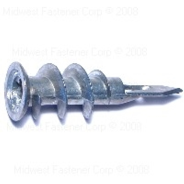 Midwest Fastener 04275 Hollow Wall Anchor, 1-1/4 in L, Steel, Zinc, 50 lb, 100/PK - 1