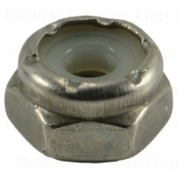 23909 Lock Nut with Nylon Insert, Coarse Thread, 6-32 Thread, Stainless Steel