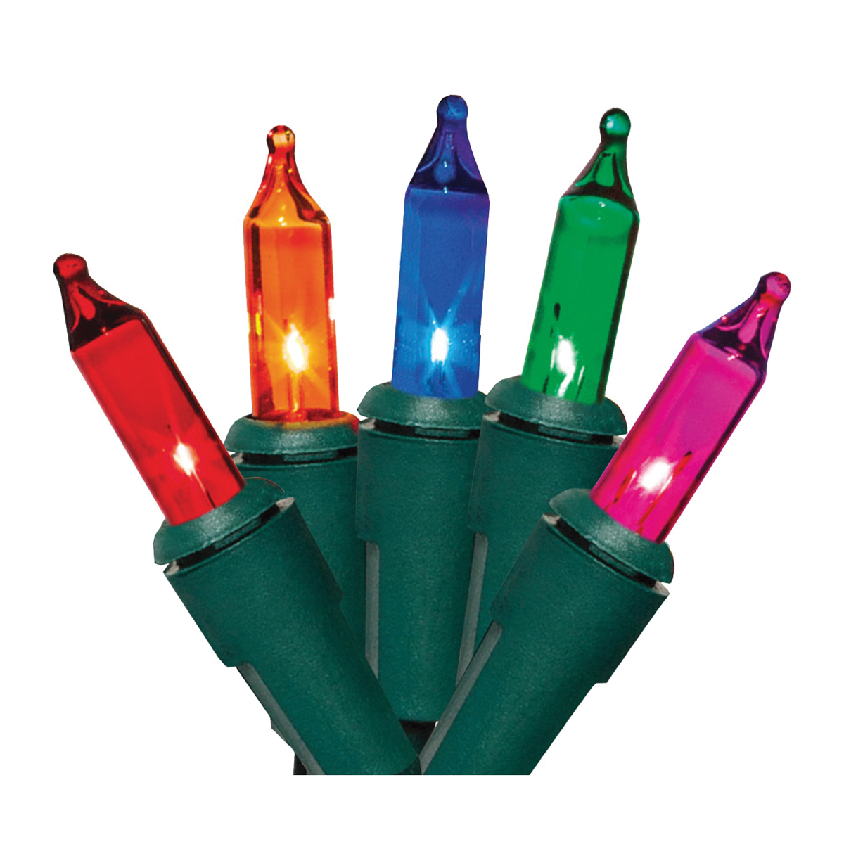 U10Y026A Mini Light Set, Christmas, 120 V, 20.4 W, 50-Lamp, Incandescent, Blue/Green/Pink/Red/Yellow