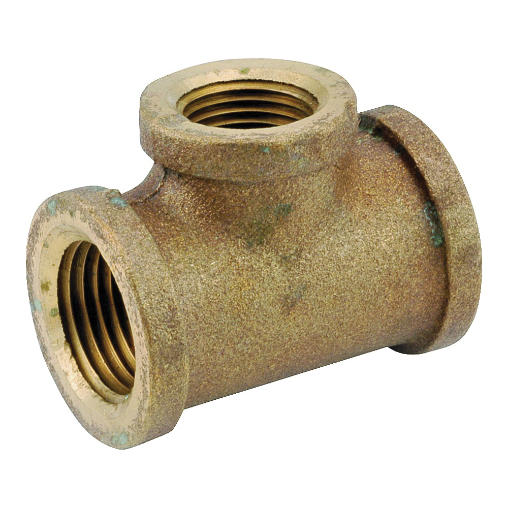 738106-121208 Reducing Pipe Tee, 3/4 x 3/4 x 1/2 in, IPT, Brass