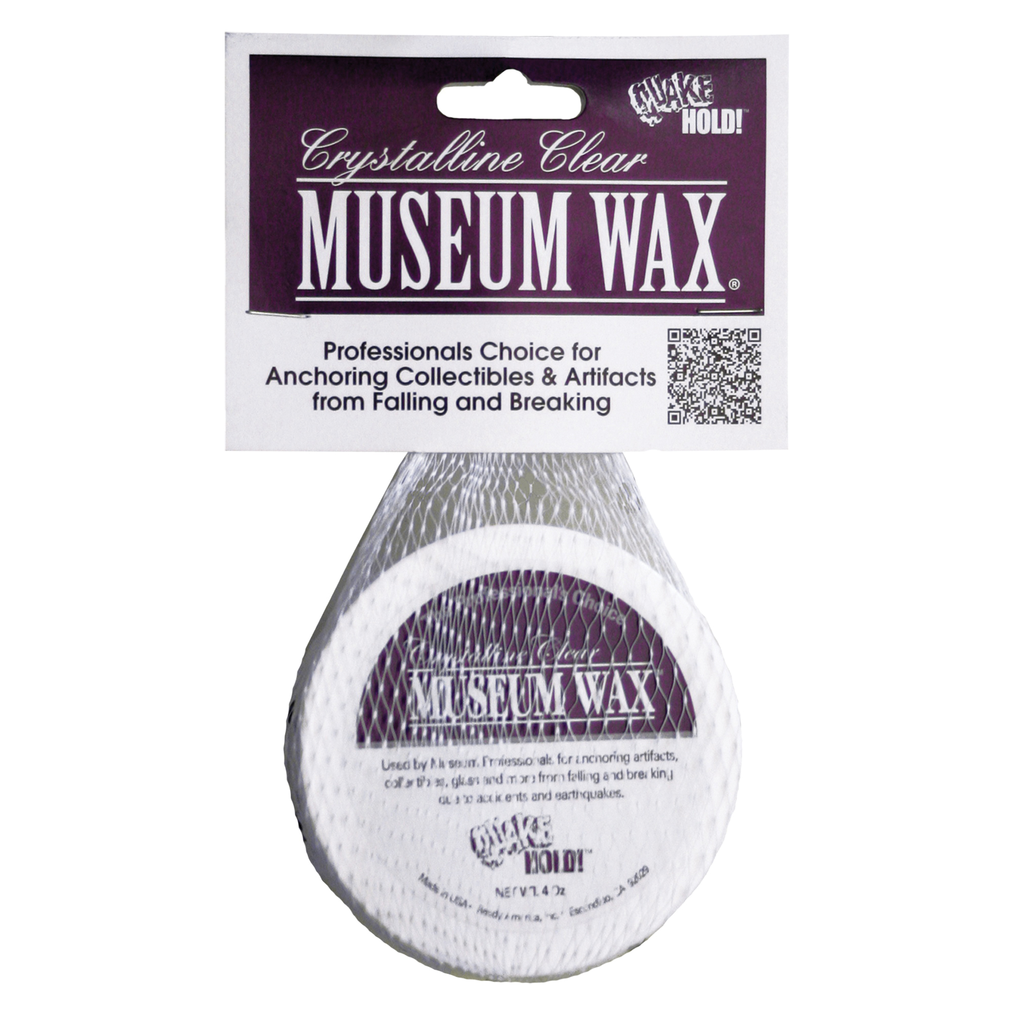 QuakeHold 55111 Museum Wax, Clear, 4 oz Jar