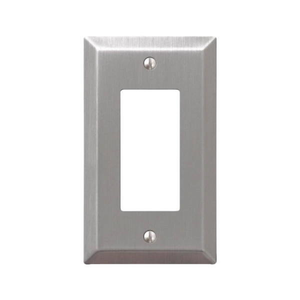 AmerTac Century 163RBN Switch Wallplate, 4-15/16 in L, 2-7/8 in W, 1 -Gang, Steel, Nickel, Brushed