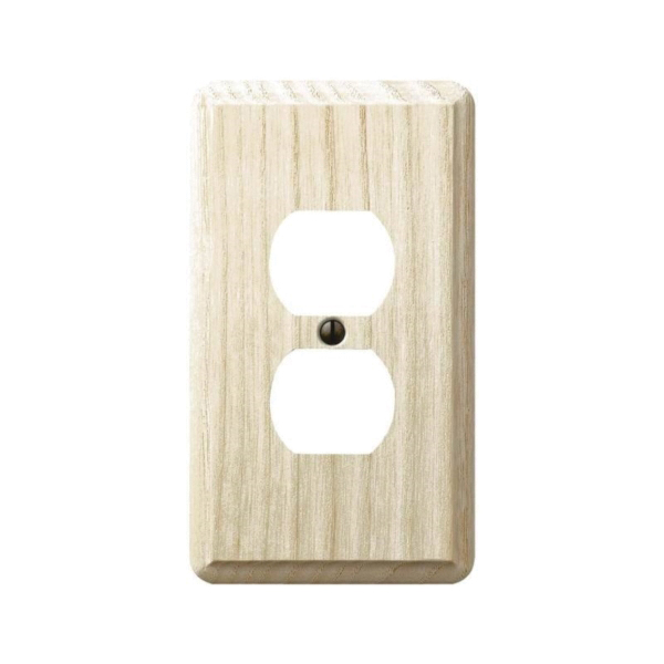 AmerTac Contemporary 401D Duplex Receptacle Wallplate, 5-1/4 in L, 3 in W, 1 -Gang , Wood, Ash, Matte