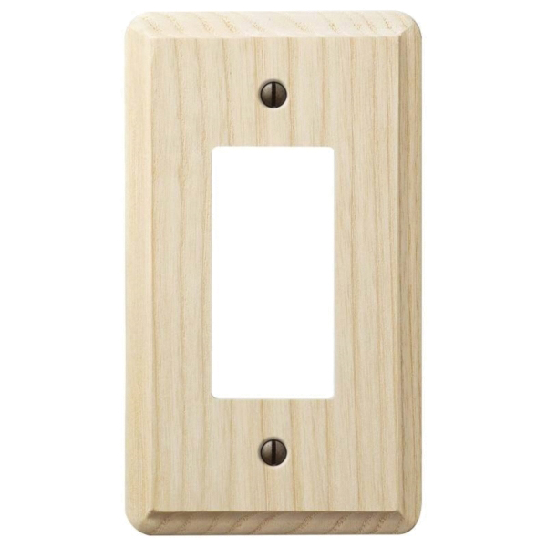 AmerTac Contemporary 401R Switch Wallplate, 5-1/4 in L, 3 in W, 1 -Gang, Ash Wood, Satin