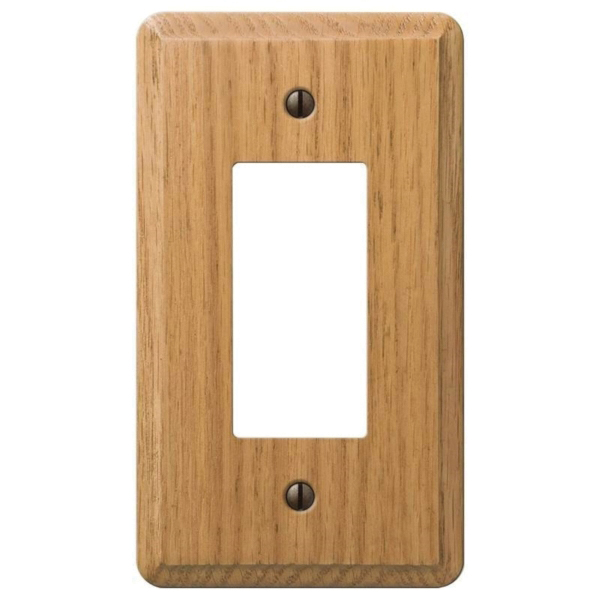 AmerTac Contemporary 901RL Switch Wallplate, 5-1/4 in L, 3 in W, 1 -Gang, Oak Wood, Light Oak, Satin