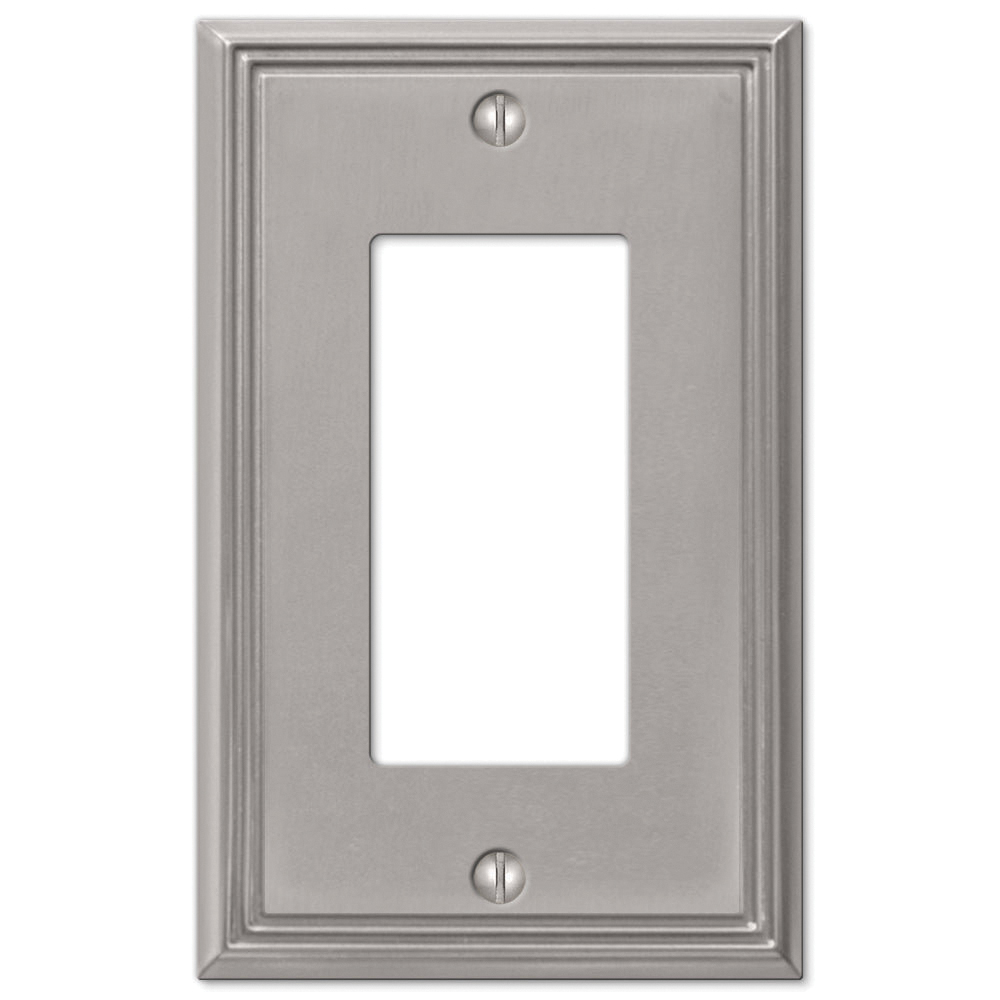 AmerTac Metro Line 77RBN Switch Wallplate, 4-7/8 in L, 3 in W, 1 -Gang, Metal, Nickel, Brushed