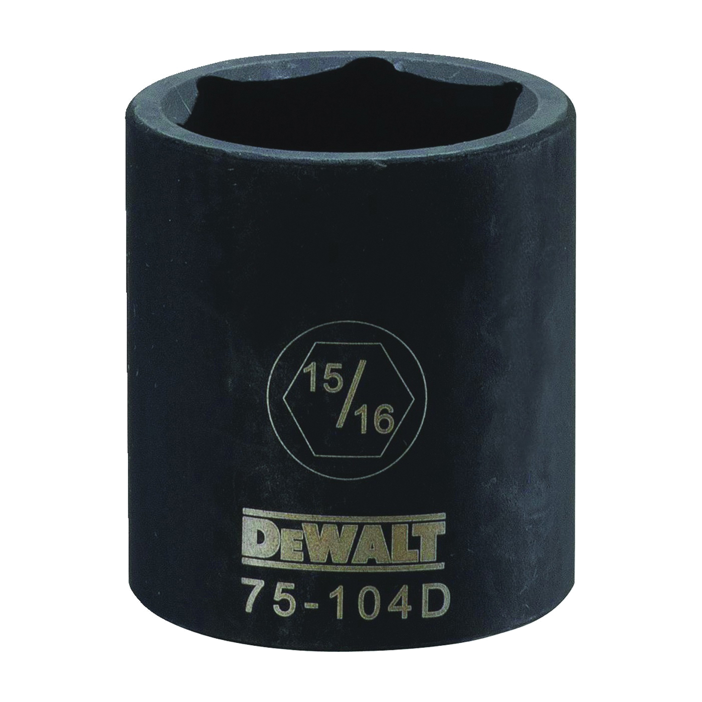 DWMT75104OSP Impact Socket, 15/16 in Socket, 1/2 in Drive, 6-Point, CR-440 Steel, Black Oxide