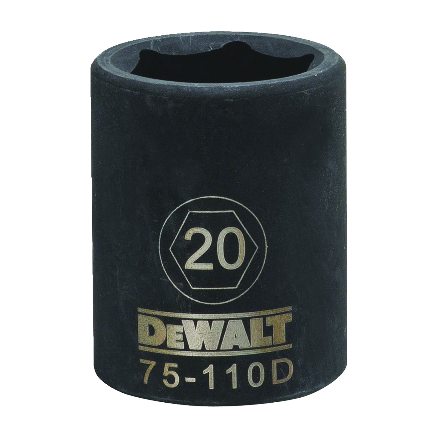 DWMT75110OSP Deep Impact Socket, 20 mm Socket, 1/2 in D Socket, 1/2 in Drive, 6-Point, Steel, Black Oxide
