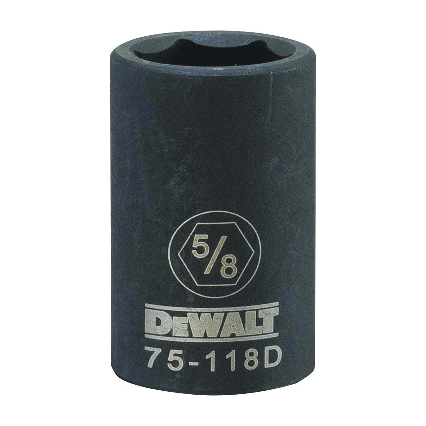 DWMT75118OSP Impact Socket, 5/8 in Socket, 1/2 in Drive, 6-Point, CR-440 Steel, Black Oxide