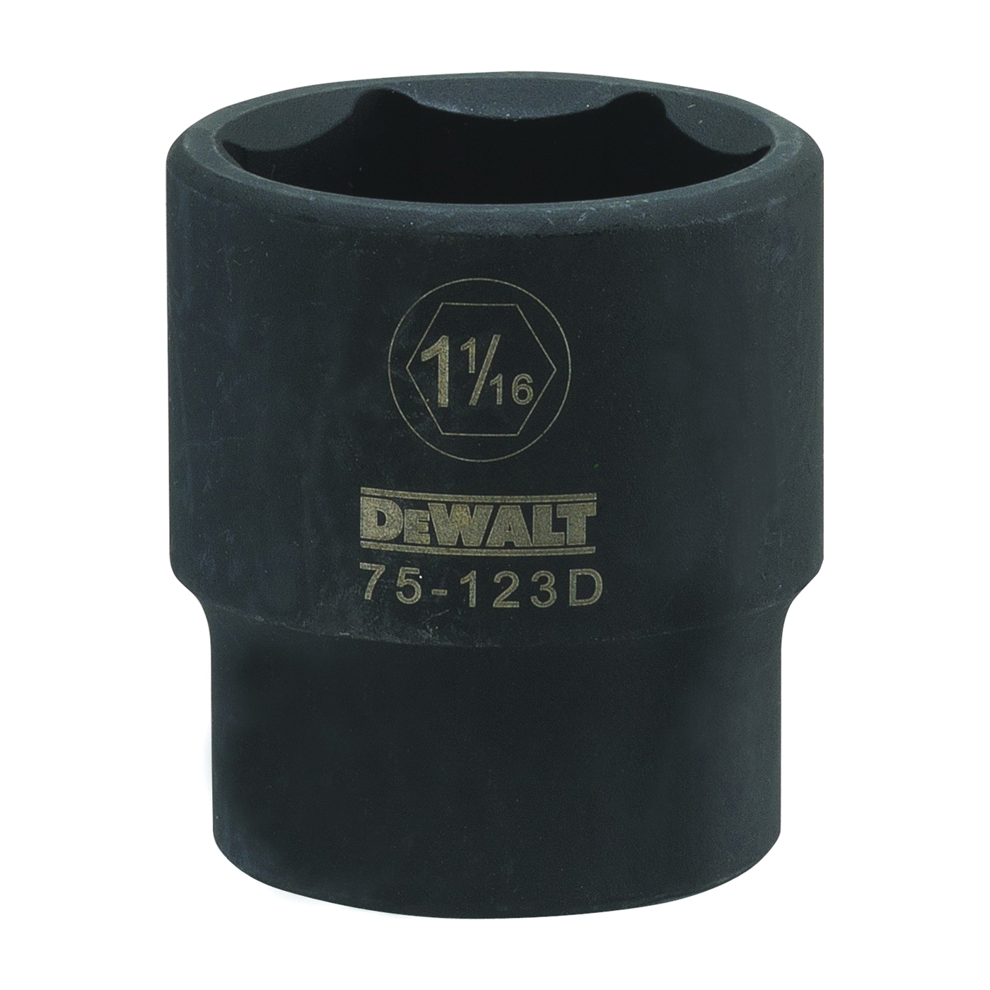 DWMT75123OSP Impact Socket, 1-1/16 in Socket, 1/2 in Drive, 6-Point, Chrome Vanadium Steel, Chrome-Plated