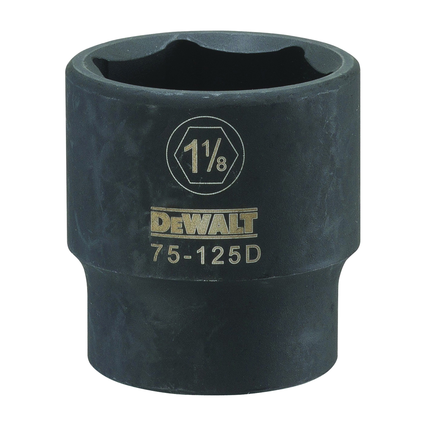 DWMT75125OSP Impact Socket, 1-1/8 in Socket, 1/2 in Drive, 6-Point, CR-440 Steel, Black Oxide