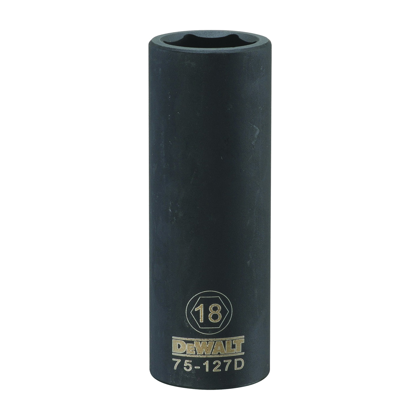 DWMT75127OSP Impact Socket, 18 mm Socket, 1/2 in Drive, 6-Point, Chrome Vanadium Steel, Chrome-Plated