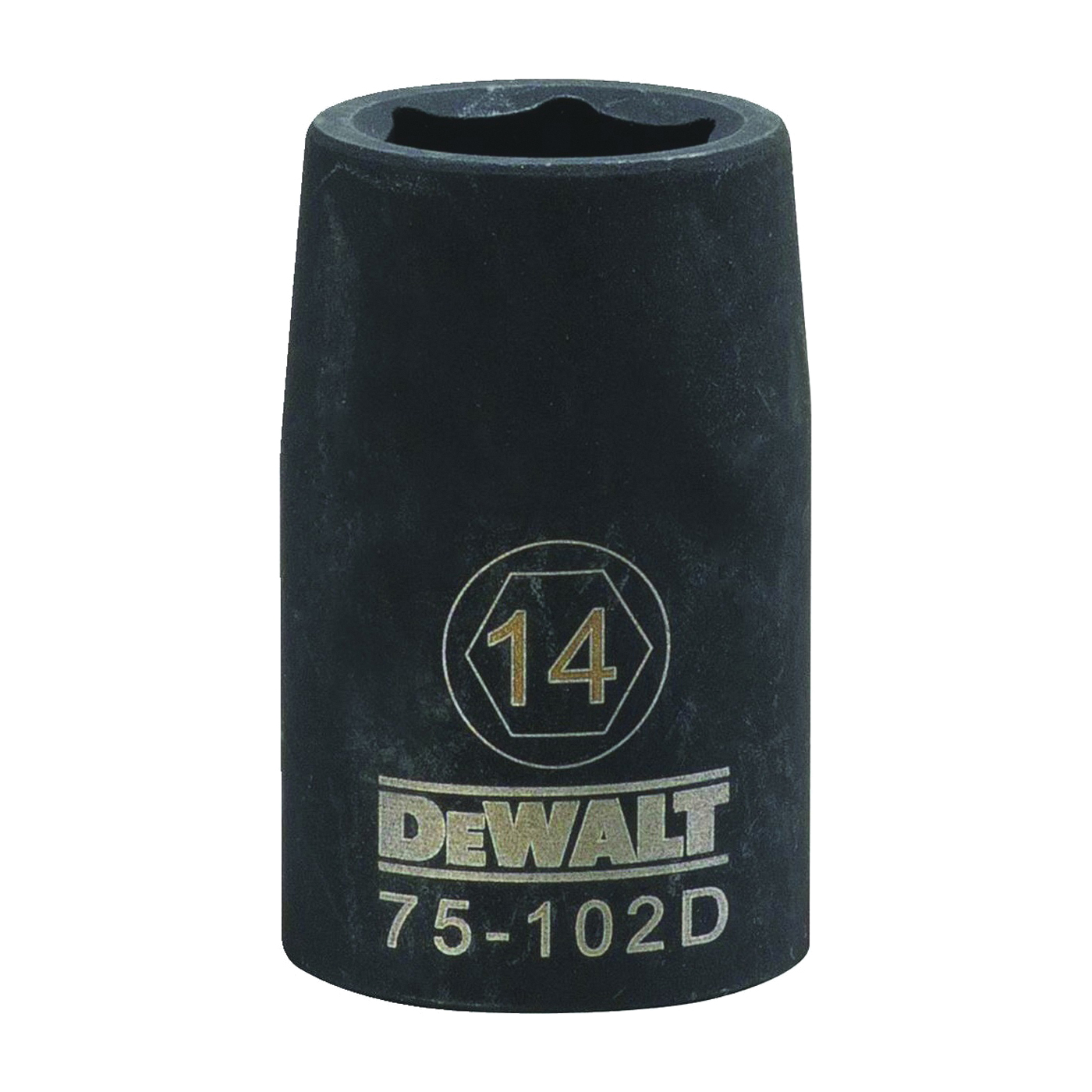 DWMT75102OSP Impact Socket, 14 mm Socket, 1/2 in Drive, 6-Point, CR-440 Steel, Black Oxide