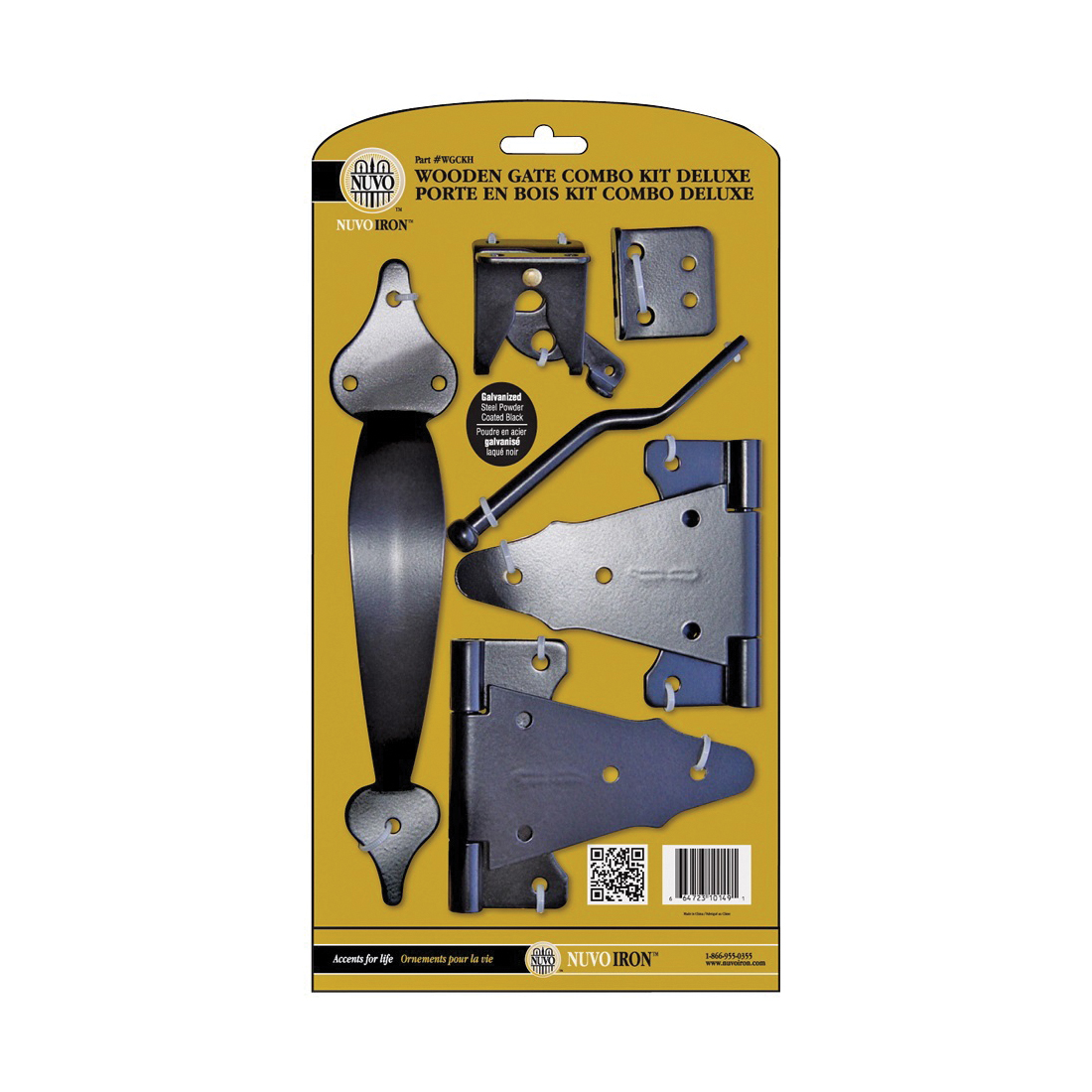 WGCKH Wooden Gate Combo Kit, Steel, Black, Galvanized /Powder-Coated