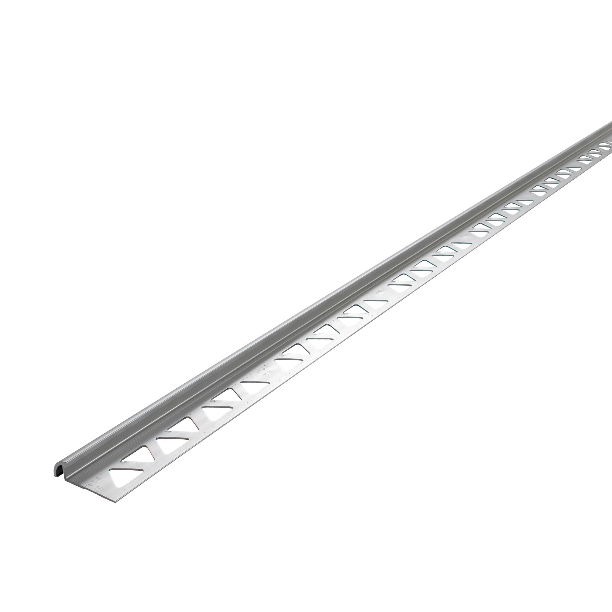 31385 Bull Nose Tile Edge, 96 in L, 1-3/8 in W, 5/16 in Thick, Aluminum, Bright Clear, Anodized