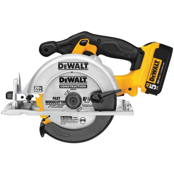 DEWALT DCS391P1 Series Circular Saw Kit, Battery Included, 20 V, 6-1/2 in Dia Blade, 0 to 50 deg Bevel