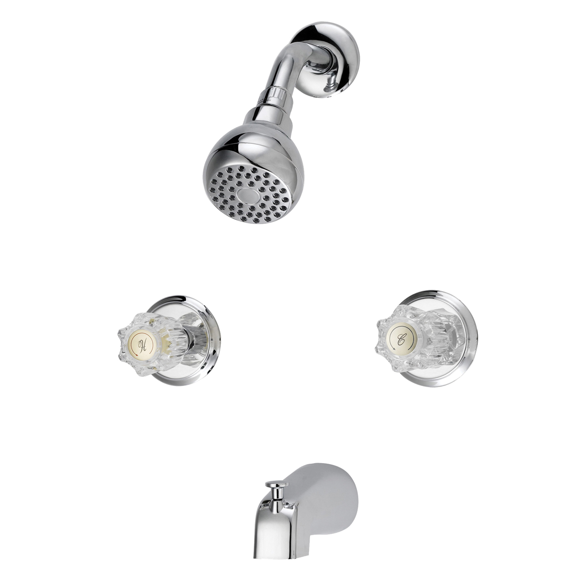 GU-TQOB016CP Tub and Shower Faucet, Fixed-Mount Showerhead, 1.75 gpm Showerhead, 1 Spray Settings, Chrome