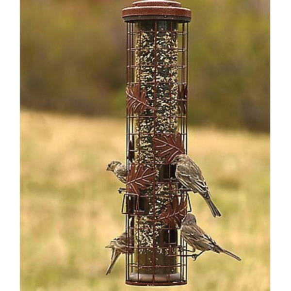 Squirrel-Be-Gone SBG100 Wild Bird Feeder, 26 in H, Cylindrical, 1-3/4 lb, Metal, Red, Powder-Coated