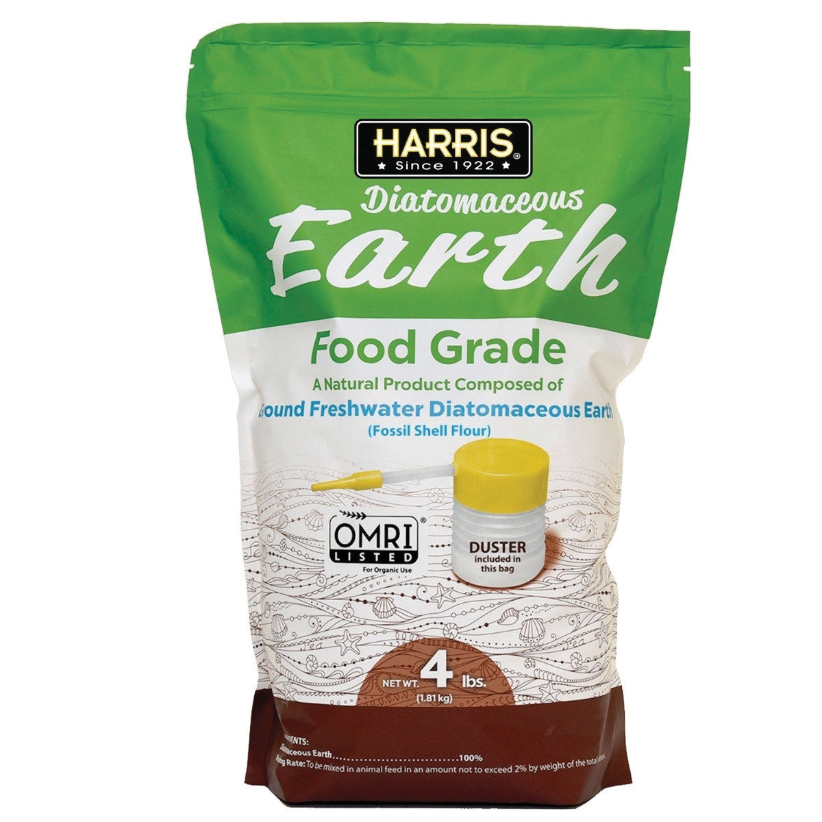 DE-FG4P Diatomaceous Earth with Powder Duster, Powder, 4 lb Bag