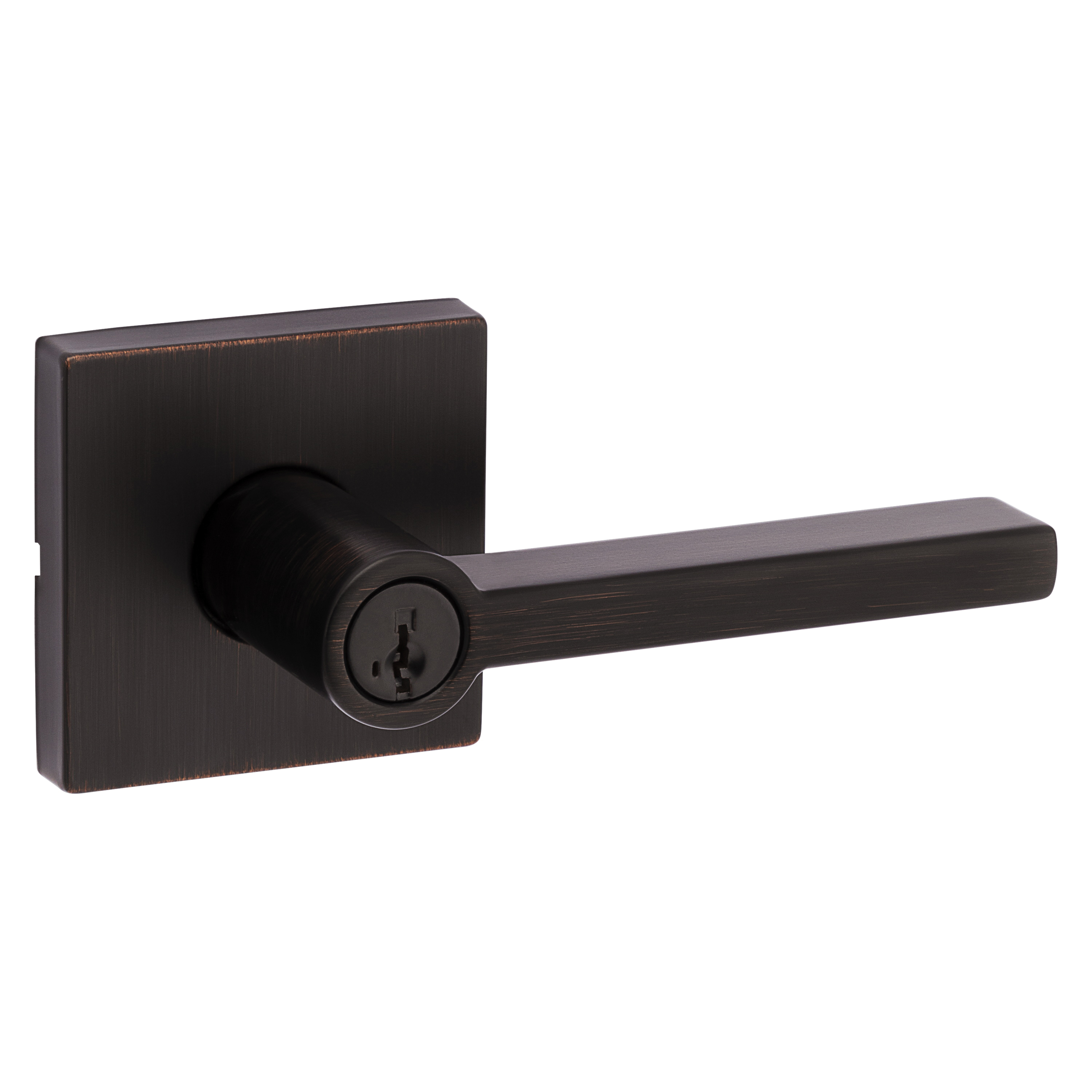 Signature Series 156HFL SQT 11P Square Rosette Entry Door Lever, Pushbutton Lock, Venetian Bronze, Zinc, 2 Grade