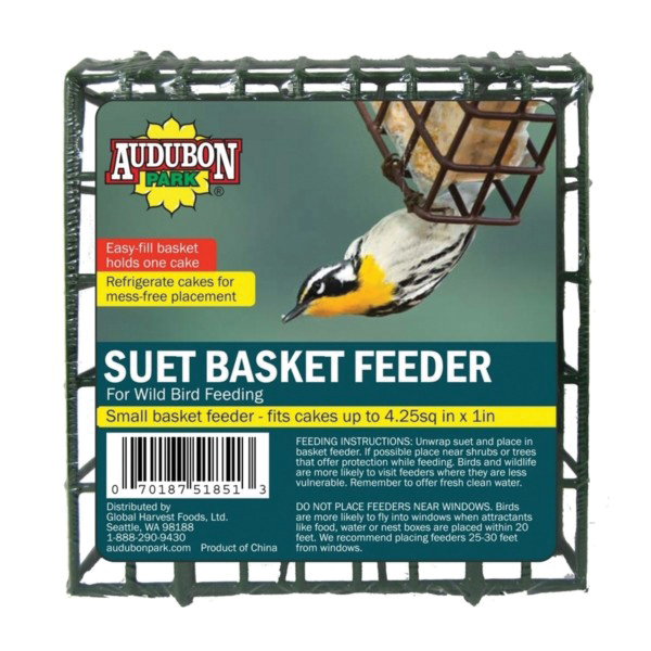 12331 Suet Basket, Grid, 4 oz, Metal, Green, 5-3/4 in H