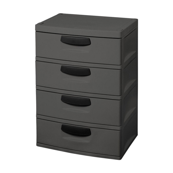 Sterilite 01743V01 Drawer Unit, 4-Drawer, Plastic, 25-5/8 in OAW, 35-3/4 in OAH, 19-1/4 in OAD - 4
