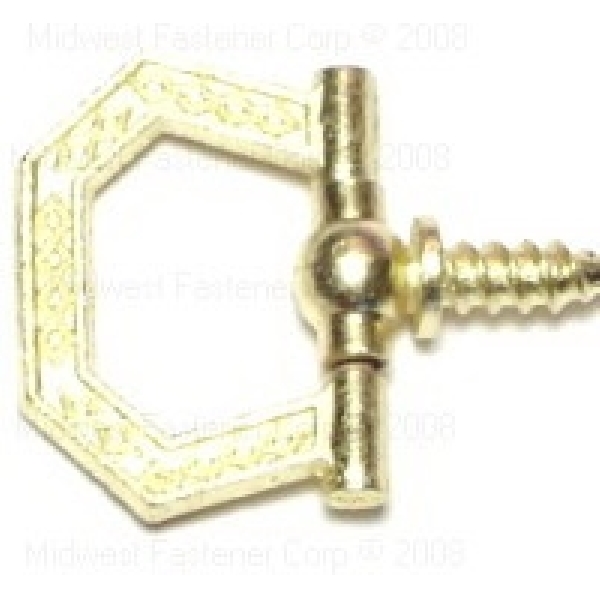 24568 Decorative Ring, Brass, Screw Hook, 5/PK