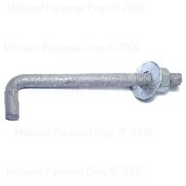 Midwest Fastener 09403 Anchor Bolt, 1/2-13 Thread, Coarse Thread, 6 in OAL, Steel, Galvanized, SAE Measuring