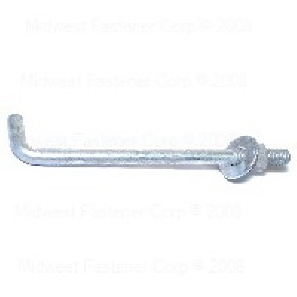 Midwest Fastener 09404 Anchor Bolt, 1/2-13 Thread, Coarse Thread, 8 in OAL, Steel, Galvanized, SAE Measuring