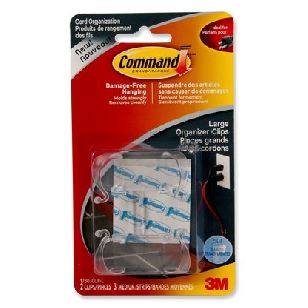 Command 17303CLR-C Cord Clip, Plastic, Clear - 2