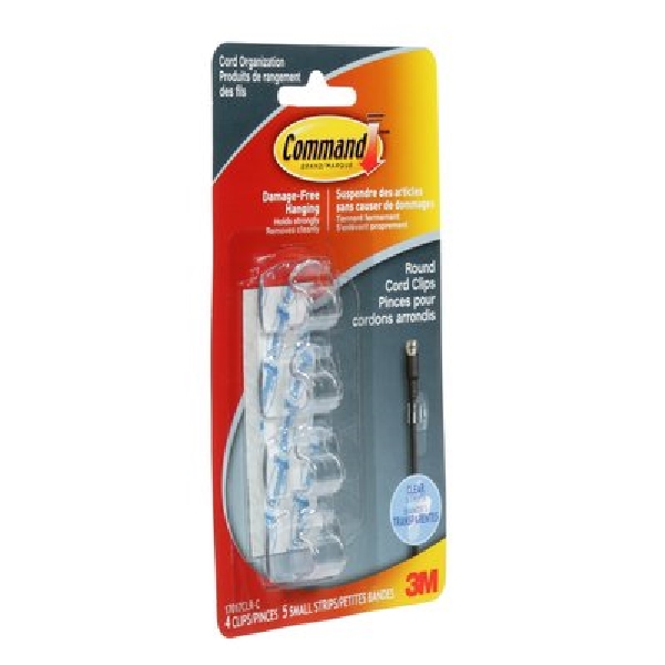 Command 17017CLR-C Cord Clip, Plastic, Clear - 3