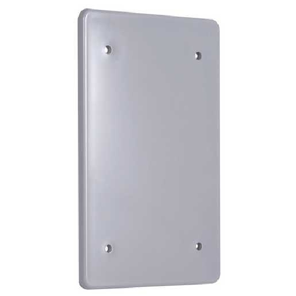 PBC100GY Blank Receptacle Cover, 0.38 in L, 4.88 in W, Polycarbonate, Gray