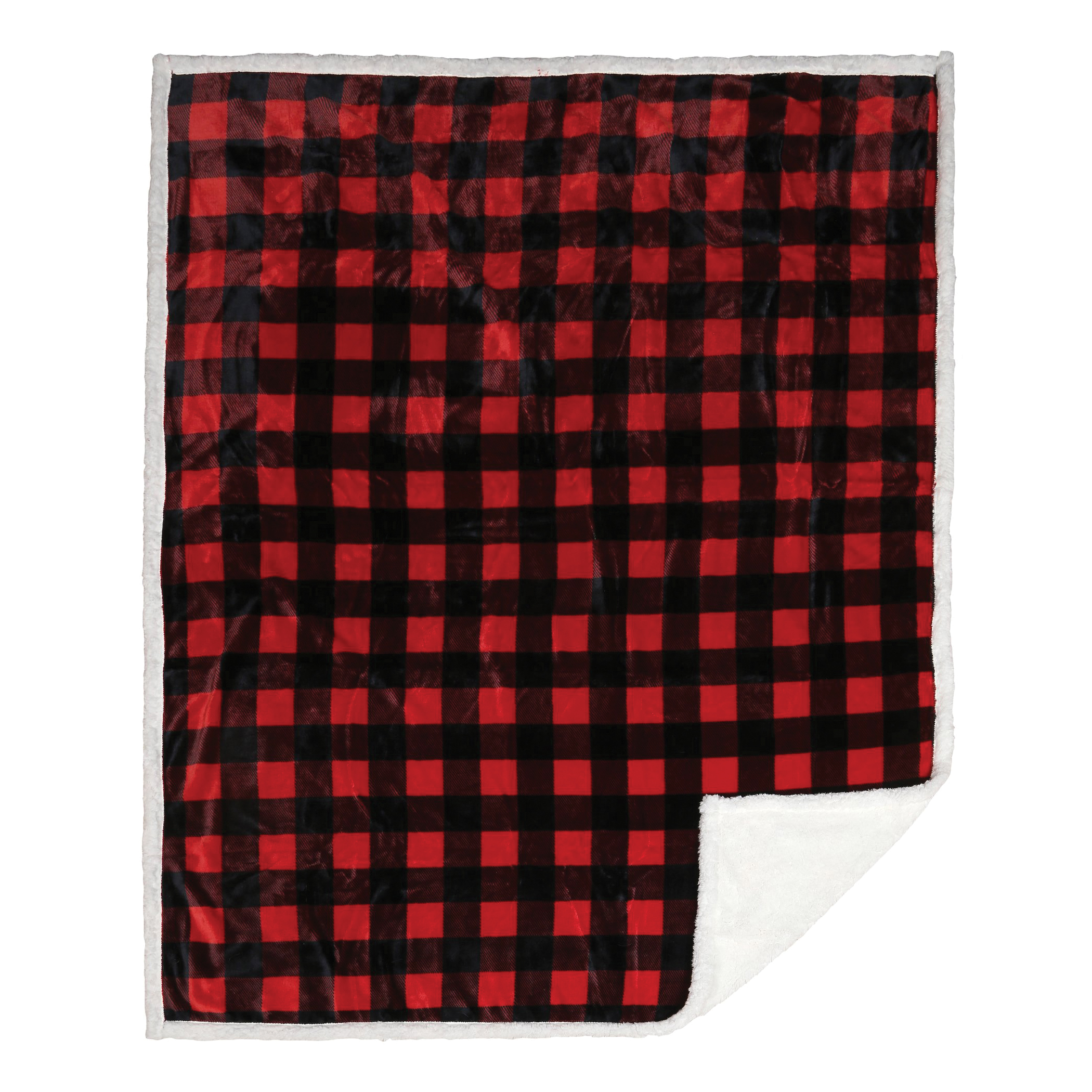 Carstens JP527 Plush Throw, 68 in L, 54 in W, Plaid Pattern, Sherpa, Red - 2