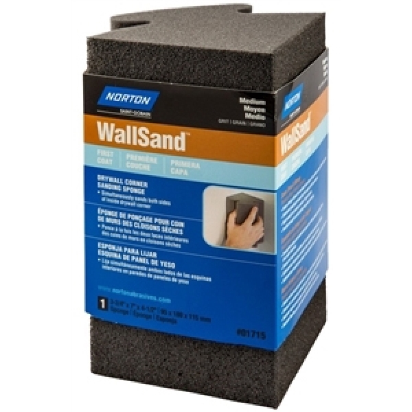 WallSand 07660701715 Drywall Sanding Sponge, 7 in L, 4-1/2 in W, 3-3/4 in Thick, Medium Grade