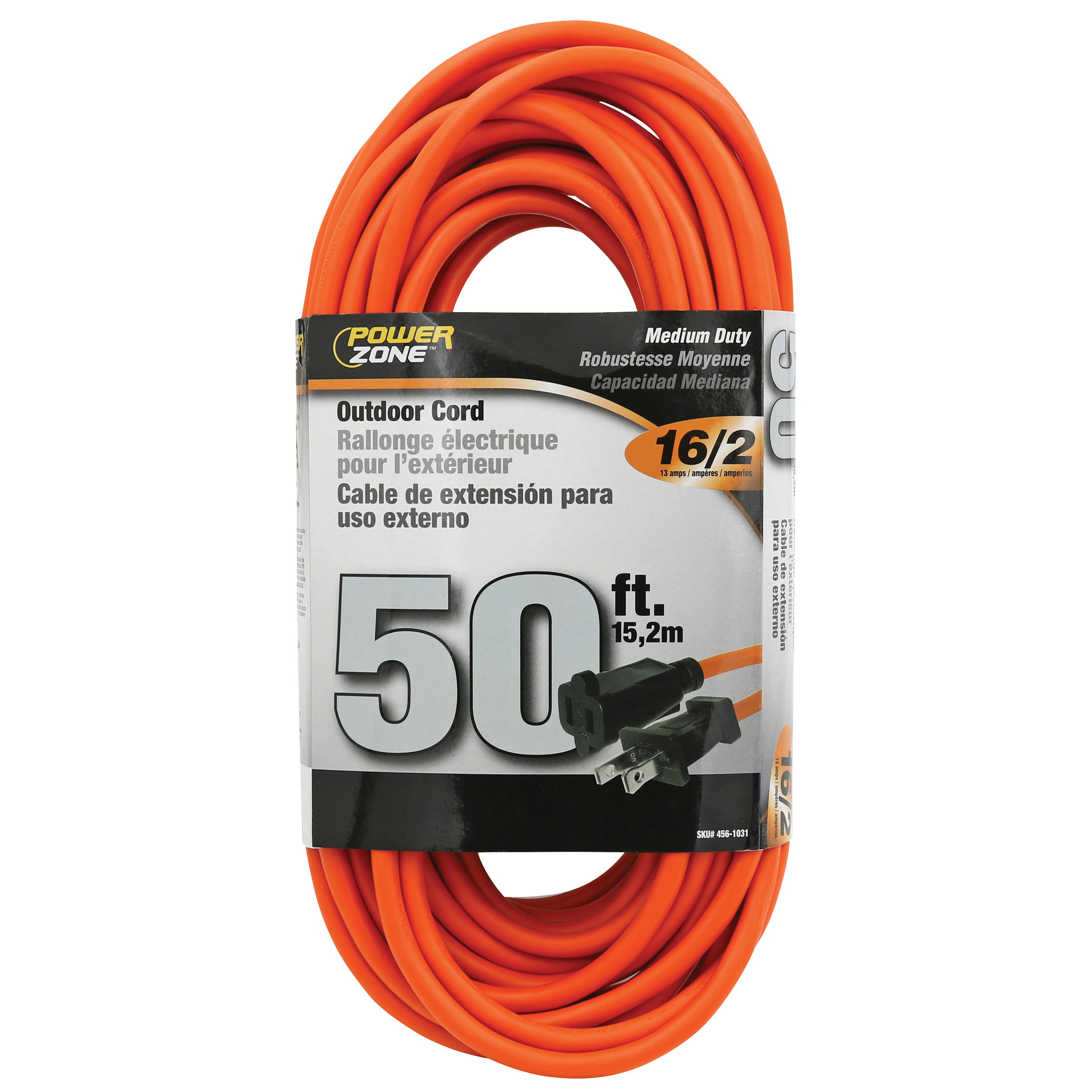 OR481630 Outdoor Extension Cord, 16 AWG Wire, 50 ft L, Orange Sheath