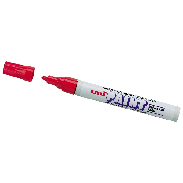 Uni-Ball 63602 Paint Marker, Medium Lead/Tip, 1/8 in Lead/Tip, Red Lead/Tip - 1