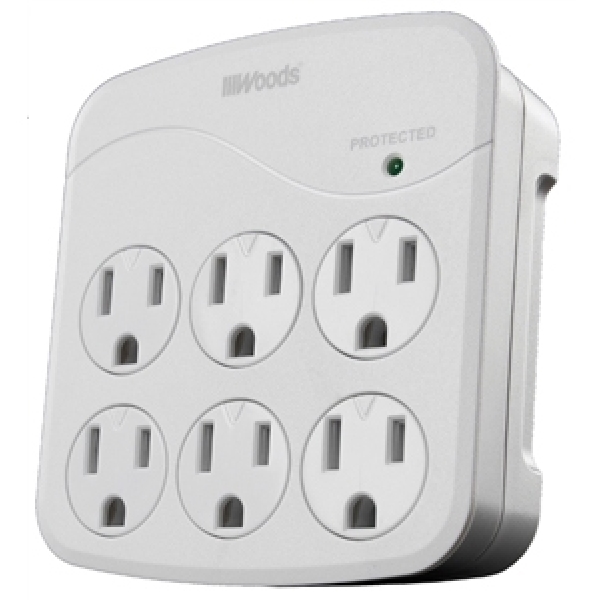 41076 Surge Protector, 120 VAC, 15 A, 6 -Outlet, 1440 J Energy, White