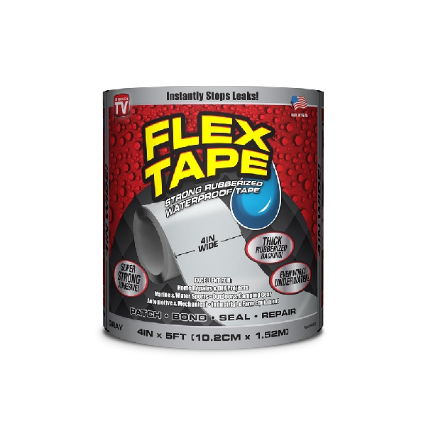 Flex Seal TFSGRYR0405 Repair Tape, 5 ft L, 4 in W, Gray - 1