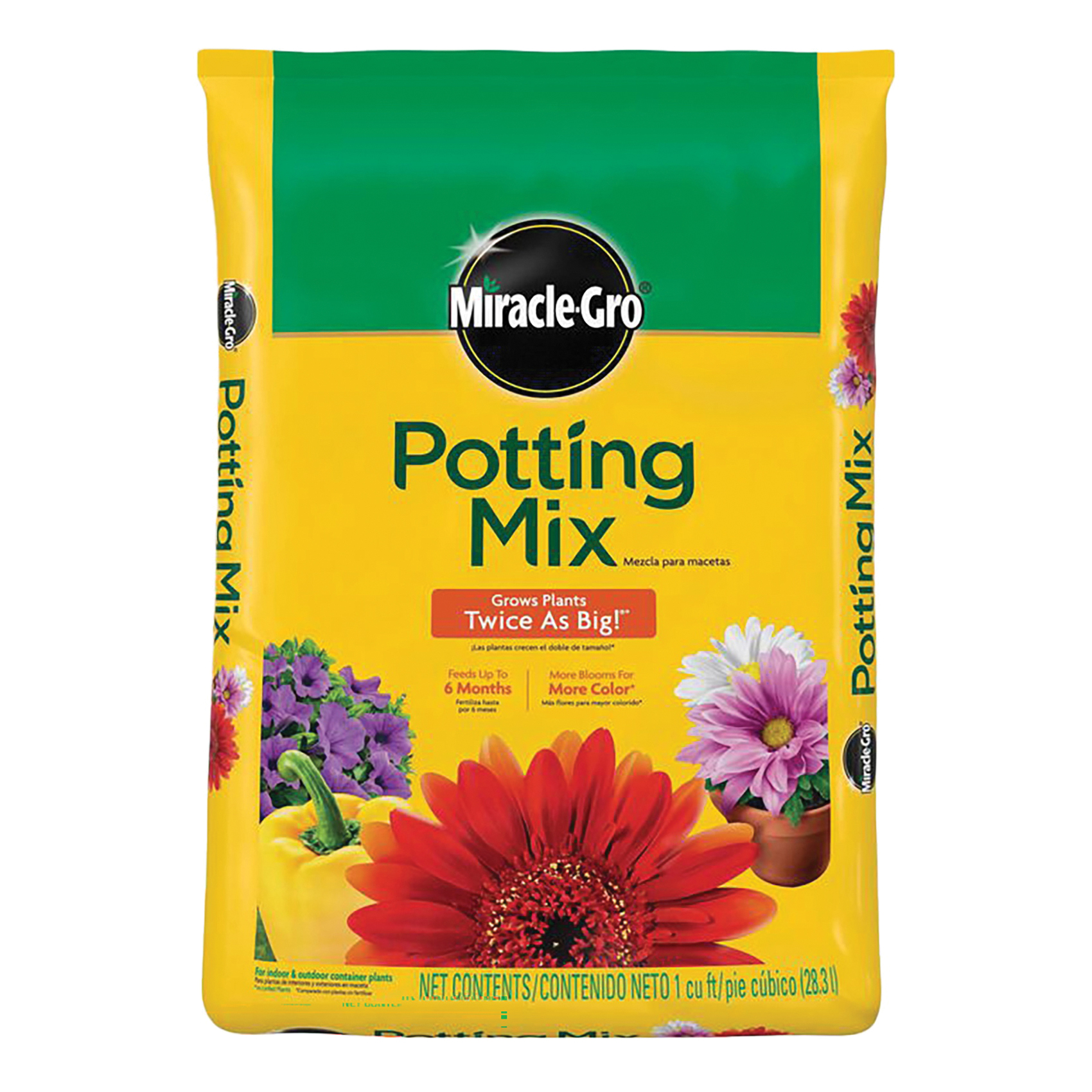 Miracle-Gro 75651300 Potting Soil Bag, 1 cu-ft Coverage Area Bag - 1