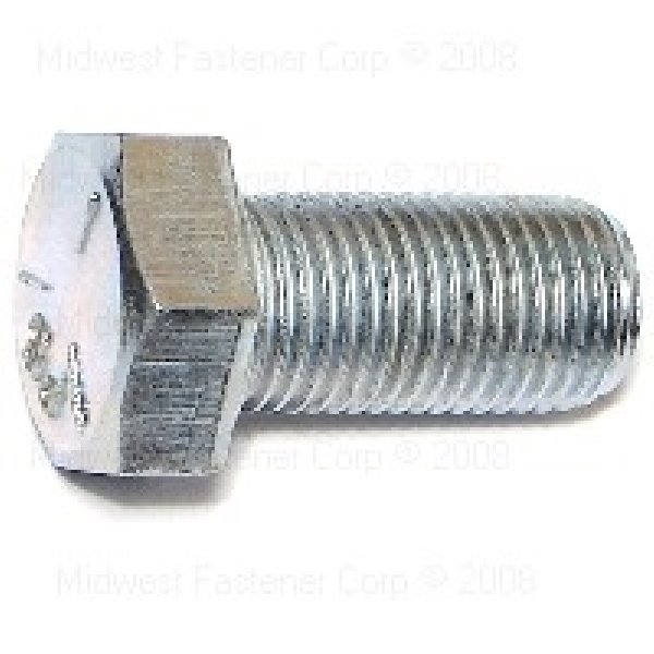 80022 Hex Cap Screw, 1/2-20 Thread, 1 in OAL, 5 Grade, Steel, Zinc, SAE Measuring, Fine Thread, 5/PK