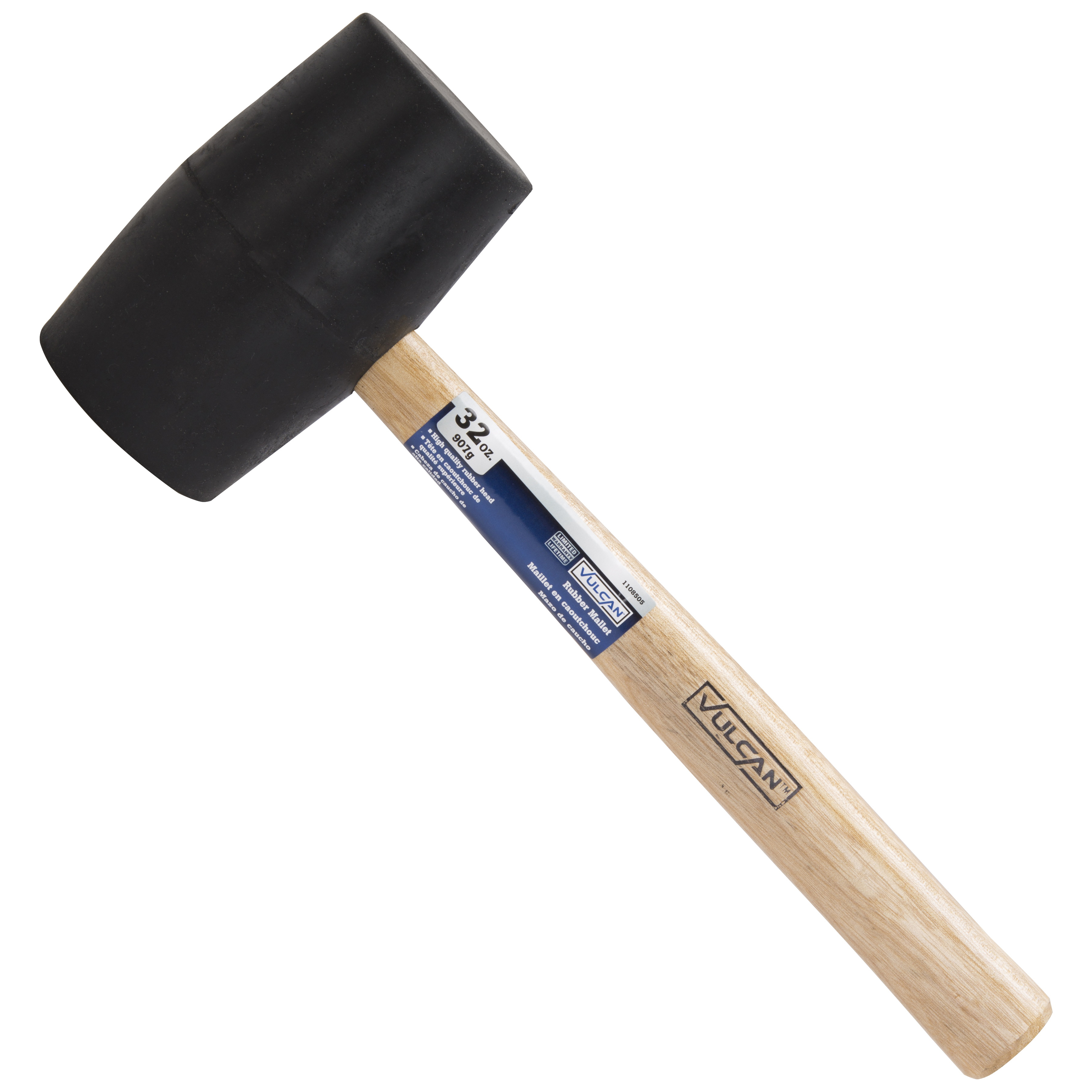 JLO-034 Mallet, 32 oz Head, Double-Faced Head, Rubber Head, 13-1/4 in OAL