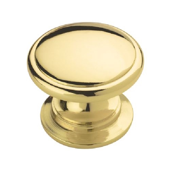 Allison Value Series BP530123 Cabinet Knob, 1-1/16 in Projection, Zinc, Polished Brass