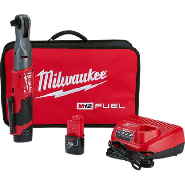 Milwaukee M12 FUEL 2558-22 Ratchet Kit, Battery Included, 12 V, 2 Ah, 1/2 in Drive, 175 rpm Speed