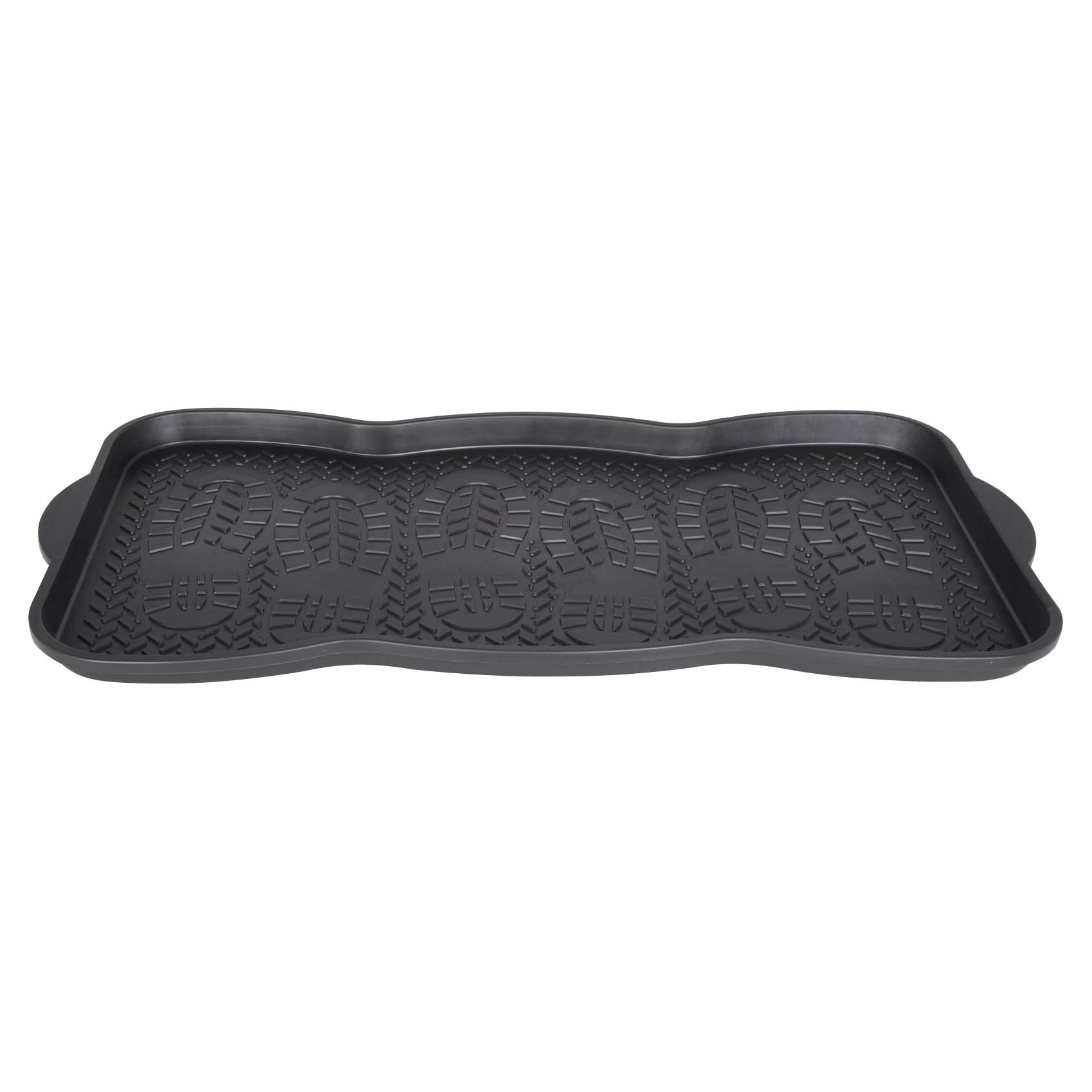 76055 Boot/Shoe Tray, 29-1/2 in L, 15 in W, Plastic Surface, Black