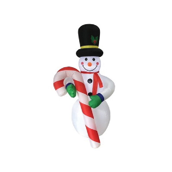 90343 Christmas Inflatable Snowman/Candy Cane, Nylon, White, 19 ft Tall