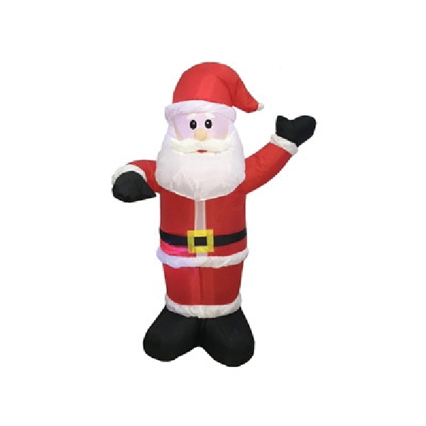 90337 Christmas Inflatable Santa, Nylon, White, Internal Light/Music: Internal Light, 4 ft Tall